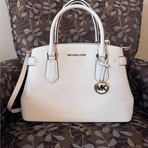 Michael Kors White Satchel with Gold Details